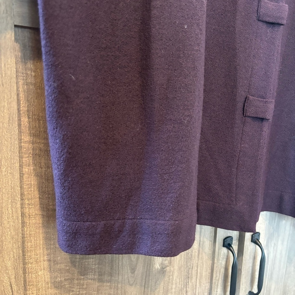 Eileen Fisher Large Jacket Cardigan Plum Purple Mandarin Collar Button Front - Picture 9 of 12